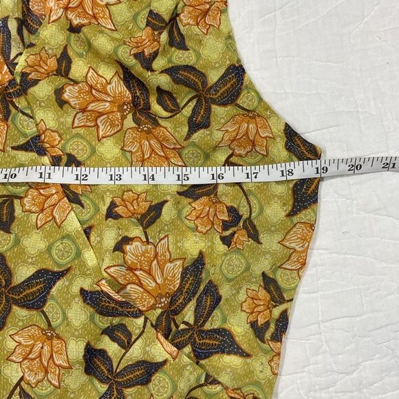 RACHEL Rachel Roy Green and Orange Floral Blouse size Medium - Picture 6 of 7